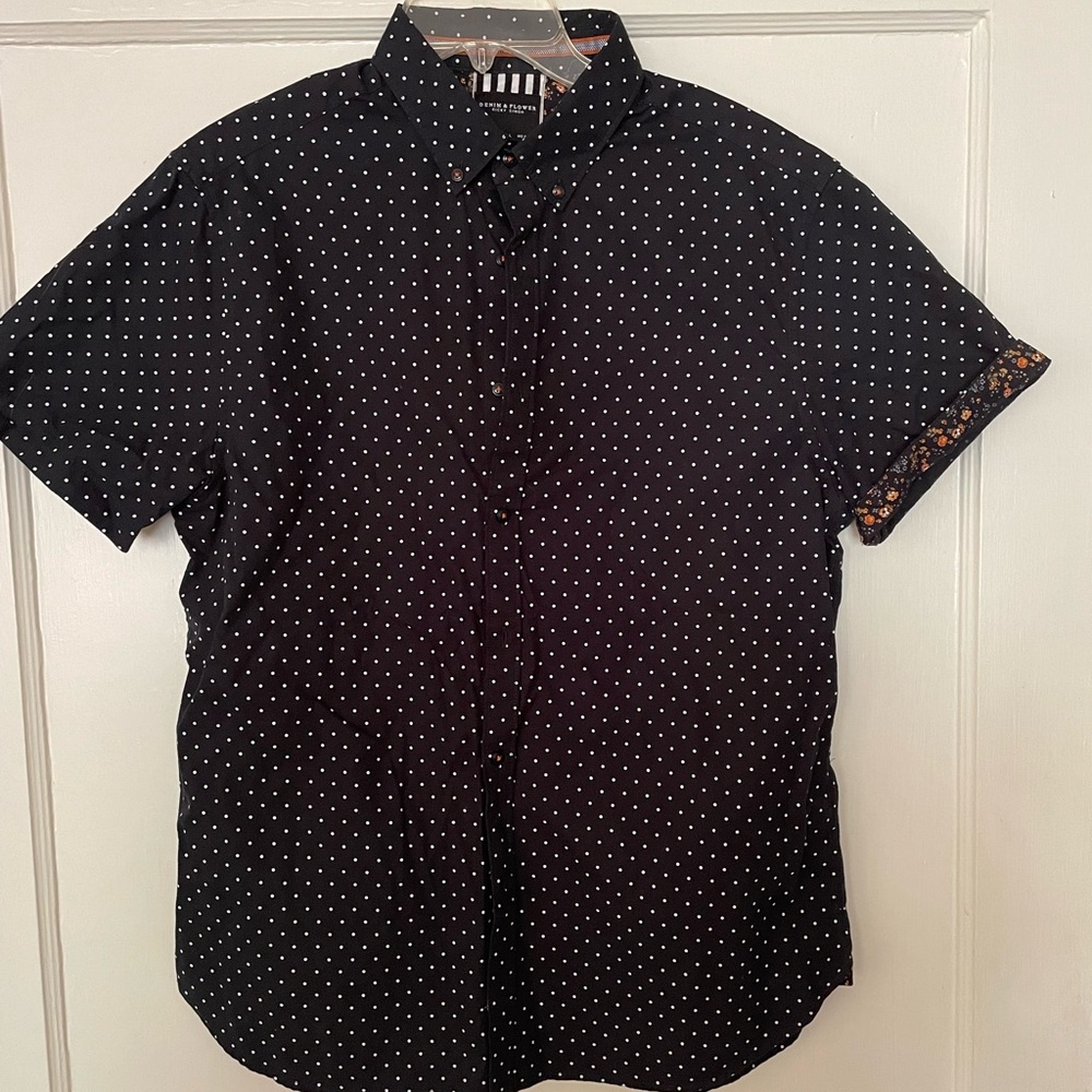 Men’s Denim and Flowers SS Blue Shirt Sz L